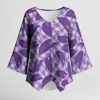 Purple Hawaii Kalo Palaka Motifs Kimono Sleeve Blouse Hawaiian Taro Leaves Elegant Vibes LT14 Female Purple - Polynesian Pride
