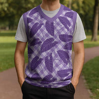 Purple Hawaii Kalo Palaka Motifs Christmas Knitted V-Neck Vest Hawaiian Taro Leaves Elegant Vibes LT14 - Polynesian Pride