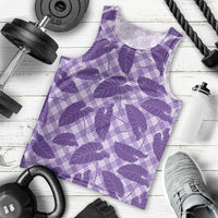 Purple Hawaii Kalo Palaka Motifs Men Tank Top Hawaiian Taro Leaves Elegant Vibes LT14 - Polynesian Pride