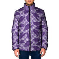 Purple Hawaii Kalo Palaka Motifs Padded Jacket Hawaiian Taro Leaves Elegant Vibes LT14 Men Purple - Polynesian Pride