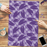 Purple Hawaii Kalo Palaka Motifs Puzzle Hawaiian Taro Leaves Elegant Vibes LT14 Purple - Polynesian Pride