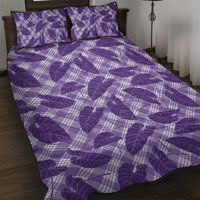 Purple Hawaii Kalo Palaka Motifs Quilt Bed Set Hawaiian Taro Leaves Elegant Vibes LT14 Purple - Polynesian Pride