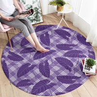 Purple Hawaii Kalo Palaka Motifs Round Carpet Hawaiian Taro Leaves Elegant Vibes LT14 - Polynesian Pride