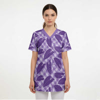 Purple Hawaii Kalo Palaka Motifs Scrub Top Hawaiian Taro Leaves Elegant Vibes LT14 - Polynesian Pride