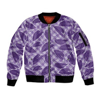 Purple Hawaii Kalo Palaka Motifs Sleeve Zip Bomber Jacket Hawaiian Taro Leaves Elegant Vibes LT14 Unisex Purple - Polynesian Pride