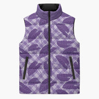 Purple Hawaii Kalo Palaka Motifs Sleeveless Puffer Jacket Hawaiian Taro Leaves Elegant Vibes LT14 Unisex Purple - Polynesian Pride