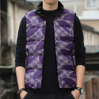 Purple Hawaii Kalo Palaka Motifs Sleeveless Puffer Jacket Hawaiian Taro Leaves Elegant Vibes LT14 - Polynesian Pride