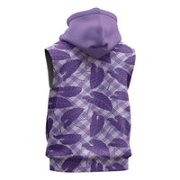 Purple Hawaii Kalo Palaka Motifs Sleeveless Zip Hoodie Hawaiian Taro Leaves Elegant Vibes LT14 - Polynesian Pride