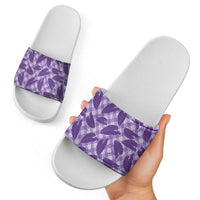 Purple Hawaii Kalo Palaka Motifs Slide Sandals Hawaiian Taro Leaves Elegant Vibes LT14 - Polynesian Pride