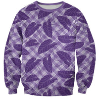 Purple Hawaii Kalo Palaka Motifs Sweatshirt Hawaiian Taro Leaves Elegant Vibes LT14 Unisex Purple - Polynesian Pride