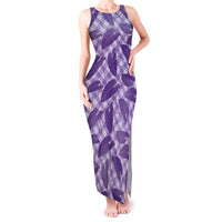 Purple Hawaii Kalo Palaka Motifs Tank Maxi Dress Hawaiian Taro Leaves Elegant Vibes LT14 Women Purple - Polynesian Pride