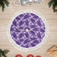 Purple Hawaii Kalo Palaka Motifs Tree Skirt Hawaiian Taro Leaves Elegant Vibes LT14 Fringed Purple - Polynesian Pride