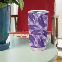 Purple Hawaii Kalo Palaka Motifs Tumbler Cup Hawaiian Taro Leaves Elegant Vibes LT14 - Polynesian Pride