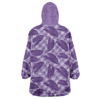 Purple Hawaii Kalo Palaka Motifs Wearable Blanket Hoodie Hawaiian Taro Leaves Elegant Vibes LT14 - Polynesian Pride
