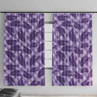 Purple Hawaii Kalo Palaka Motifs Window Curtain Hawaiian Taro Leaves Elegant Vibes LT14 With Hooks Purple - Polynesian Pride