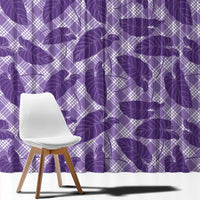 Purple Hawaii Kalo Palaka Motifs Window Curtain Hawaiian Taro Leaves Elegant Vibes LT14 - Polynesian Pride