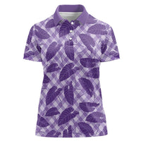 Purple Hawaii Kalo Palaka Motifs Women Polo Shirt Hawaiian Taro Leaves Elegant Vibes LT14 Female Purple - Polynesian Pride