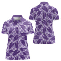 Purple Hawaii Kalo Palaka Motifs Women Polo Shirt Hawaiian Taro Leaves Elegant Vibes LT14 - Polynesian Pride