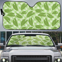 Green Hawaii Kalo Palaka Motifs Auto Sun Shade Hawaiian Taro Leaves Elegant Vibes LT14 Green - Polynesian Pride