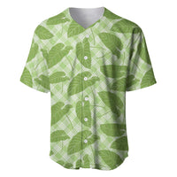Green Hawaii Kalo Palaka Motifs Baseball Jersey Hawaiian Taro Leaves Elegant Vibes LT14 Green - Polynesian Pride