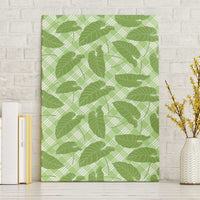 Green Hawaii Kalo Palaka Motifs Canvas Wall Art Hawaiian Taro Leaves Elegant Vibes LT14 Without Frame Green - Polynesian Pride