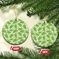 Green Hawaii Kalo Palaka Motifs Ceramic Ornament Hawaiian Taro Leaves Elegant Vibes - Polynesian Pride