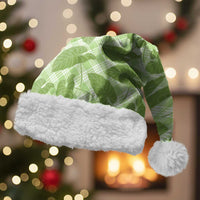 Green Hawaii Kalo Palaka Motifs Christmas Santa Hat Hawaiian Taro Leaves Elegant Vibes LT14 With Fur Green - Polynesian Pride