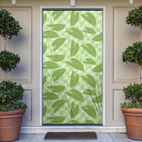 Green Hawaii Kalo Palaka Motifs Door Cover Hawaiian Taro Leaves Elegant Vibes LT14 Green - Polynesian Pride