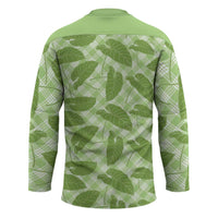Green Hawaii Kalo Palaka Motifs Hockey Jersey Hawaiian Taro Leaves Elegant Vibes LT14 - Polynesian Pride