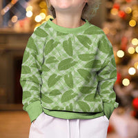 Green Hawaii Kalo Palaka Motifs Kid Ugly Christmas Sweater Hawaiian Taro Leaves Elegant Vibes LT14 - Polynesian Pride