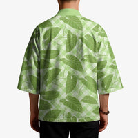 Green Hawaii Kalo Palaka Motifs Kimono Hawaiian Taro Leaves Elegant Vibes LT14 - Polynesian Pride