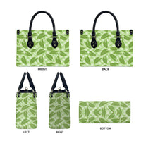 Green Hawaii Kalo Palaka Motifs Leather Bag Hawaiian Taro Leaves Elegant Vibes LT14 - Polynesian Pride