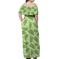 Green Hawaii Kalo Palaka Motifs Off Shoulder Maxi Dress Hawaiian Taro Leaves Elegant Vibes LT14 - Polynesian Pride