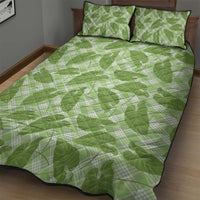 Green Hawaii Kalo Palaka Motifs Quilt Bed Set Hawaiian Taro Leaves Elegant Vibes LT14 - Polynesian Pride