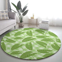 Green Hawaii Kalo Palaka Motifs Round Carpet Hawaiian Taro Leaves Elegant Vibes LT14 - Polynesian Pride