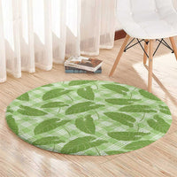 Green Hawaii Kalo Palaka Motifs Round Carpet Hawaiian Taro Leaves Elegant Vibes LT14 - Polynesian Pride