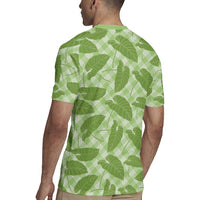Green Hawaii Kalo Palaka Motifs Rugby Jersey Hawaiian Taro Leaves Elegant Vibes LT14 - Polynesian Pride