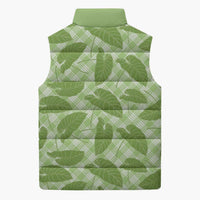 Green Hawaii Kalo Palaka Motifs Sleeveless Puffer Jacket Hawaiian Taro Leaves Elegant Vibes LT14 - Polynesian Pride