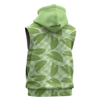 Green Hawaii Kalo Palaka Motifs Sleeveless Zip Hoodie Hawaiian Taro Leaves Elegant Vibes LT14 - Polynesian Pride