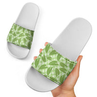 Green Hawaii Kalo Palaka Motifs Slide Sandals Hawaiian Taro Leaves Elegant Vibes LT14 - Polynesian Pride