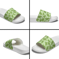 Green Hawaii Kalo Palaka Motifs Slide Sandals Hawaiian Taro Leaves Elegant Vibes LT14 - Polynesian Pride