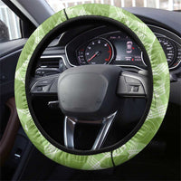Green Hawaii Kalo Palaka Motifs Steering Wheel Cover Hawaiian Taro Leaves Elegant Vibes LT14 - Polynesian Pride