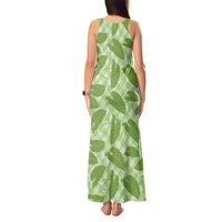 Green Hawaii Kalo Palaka Motifs Tank Maxi Dress Hawaiian Taro Leaves Elegant Vibes LT14 - Polynesian Pride