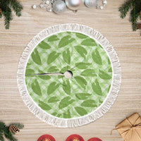 Green Hawaii Kalo Palaka Motifs Tree Skirt Hawaiian Taro Leaves Elegant Vibes LT14 Fringed Green - Polynesian Pride