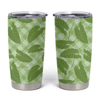 Green Hawaii Kalo Palaka Motifs Tumbler Cup Hawaiian Taro Leaves Elegant Vibes LT14 Green - Polynesian Pride