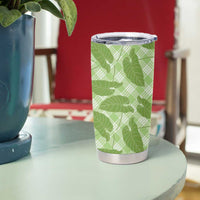 Green Hawaii Kalo Palaka Motifs Tumbler Cup Hawaiian Taro Leaves Elegant Vibes LT14 - Polynesian Pride