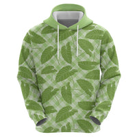 Green Hawaii Kalo Palaka Motifs Zip Hoodie Hawaiian Taro Leaves Elegant Vibes LT14 - Polynesian Pride