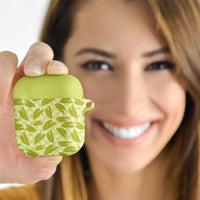 Lime Green Hawaii Kalo Palaka Motifs AirPods Case Hawaiian Taro Leaves Elegant Vibes LT14 - Polynesian Pride