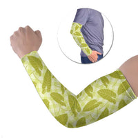 Lime Green Hawaii Kalo Palaka Motifs Arm Sleeves Hawaiian Taro Leaves Elegant Vibes LT14 Set of 2 Lime Green - Polynesian Pride