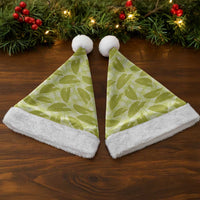 Lime Green Hawaii Kalo Palaka Motifs Christmas Santa Hat Hawaiian Taro Leaves Elegant Vibes LT14 - Polynesian Pride